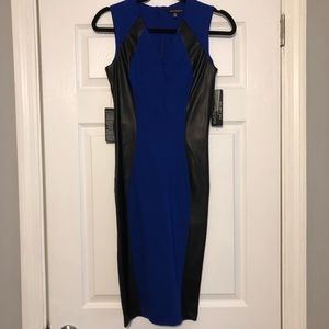 Blue & black leather dress